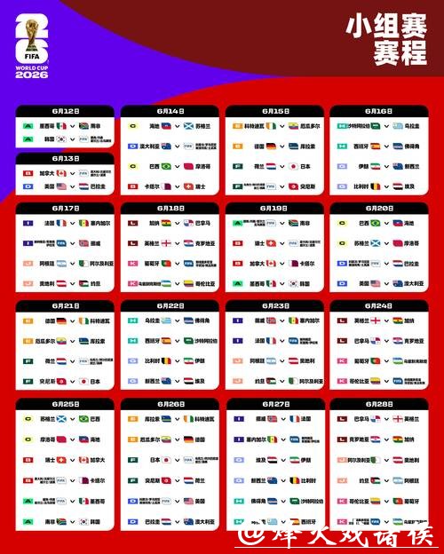 2026世界杯赛程表及高清直播时间安排 2026世界杯赛程表及高清直播时间安排